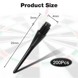 flintronic Plastic Dart Tips, 200 PCS Dart Tip Replacement Tips, 2BA Standard Thread, Soft Dart Tips, Premium Replacement Dart Accessory, Black