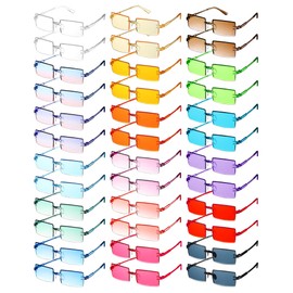 LEIFIDE 36 Pairs Frameless Rectangle Sunglasses Plastic Rimless Sunglasses Candy Color Vintage Glasses for Women Men Unisex Sun Protection, Multicolor