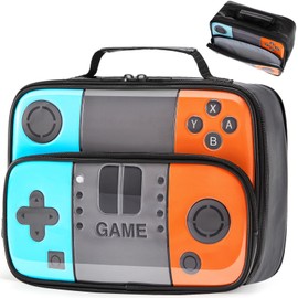 Kids Lunch Box, Game Lunch Bag for Boy, Dourable PU & Easy to Clean Insulated Lunchbox, Extra Inner Mesh Bag Fit Ice Pack for Lunch Boxes, Perfect Size Loncheras Para Niños For School and Daycare