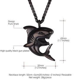 Shark Necklace for Boys Girls Jewelry Sea Ocean Animal Necklace for Women Men Gothic Black Shark Pendant Necklaces for Boys Birthday Christmas Gifts