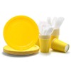 Party Paper Plates, Cups, Flatware, 120-Piece Disposable Dinnerware Set, Yellow,