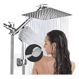 Stanew Regadera de ducha Stanew Aqua 1031-2 cuadrada color plateado cromada