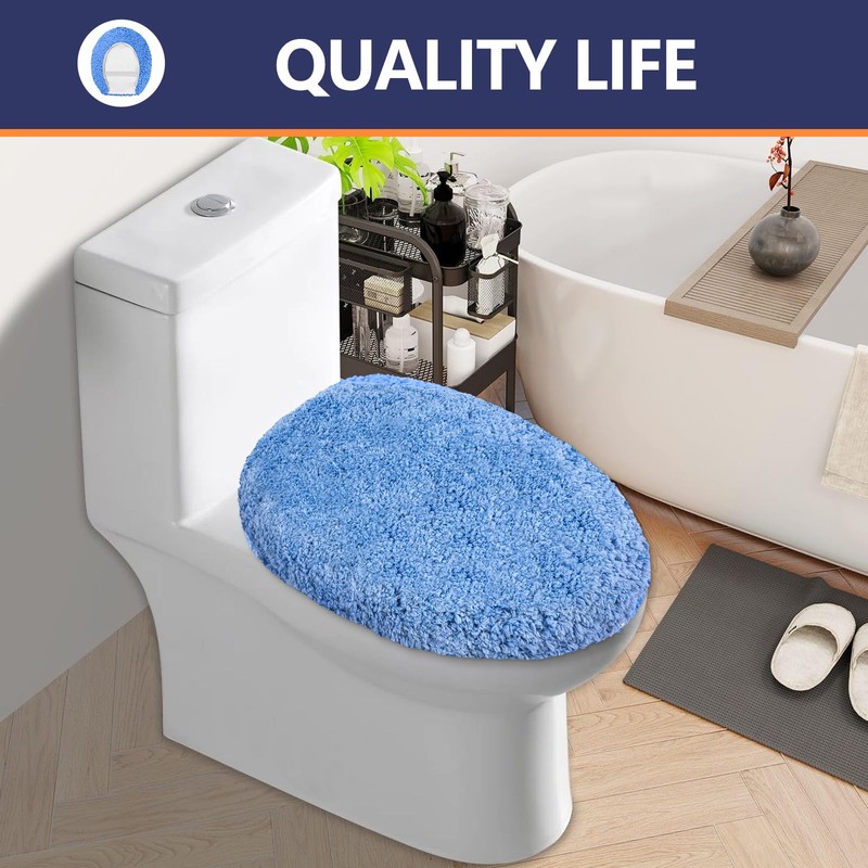 Baahrnom Microfiber Elongated Toilet Seat Cover 19.5"x 15" Machine Washable