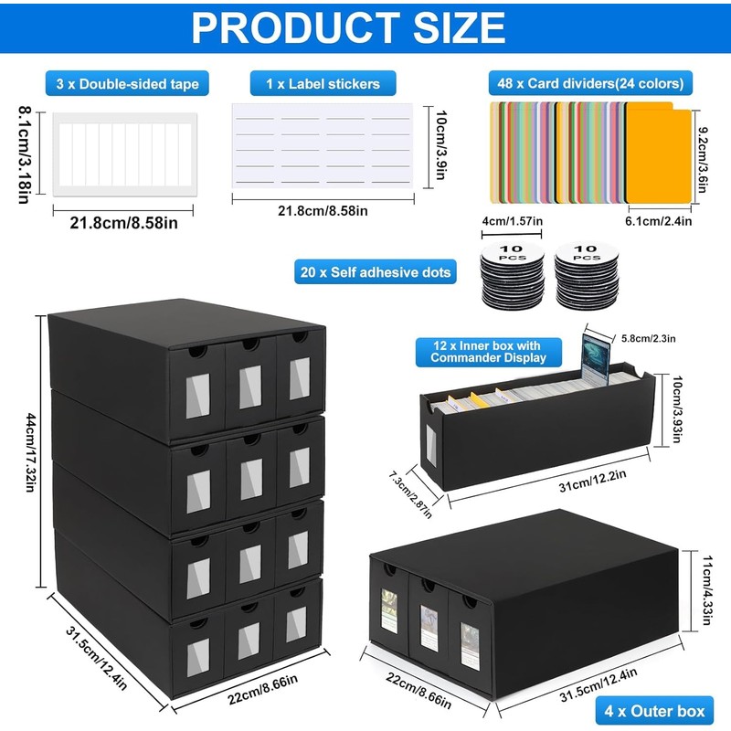 BILIPLE 12000+ Trading Card Storage Box for Commander Display, Card