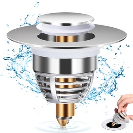 Diboniur Upgraded Bathroom Sink Plug, Universal Pop Up Bidet Plug, Metal Drain Plug for Bathtub, Kitchen, Sink (Drain Hole Opening 32-42 mm)