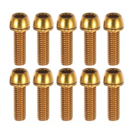 A ABSOPRO Bicycle Stem Screw Fixing Screw Handlebar Stem Bolt Bike Stem Screws MTB Bicycle Taper Bolt Screw M6x20mm Socket Cap Screws Steel Gold Tone 10pcs