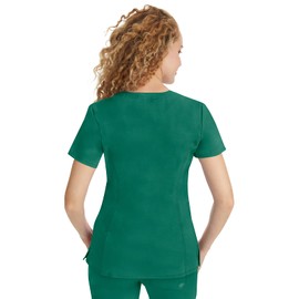 Healing Hands Scrub Top for Women with 3 Pockets and Easy Care, 2-Way Stretch Fabric Plus Size 2278, 3XL, Hunter