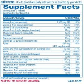 Daily Multivitamin for Men and Women - 120 AVED Daily Multi Vitamin and Minerals Supplement Tablets with Iron for Daily Health