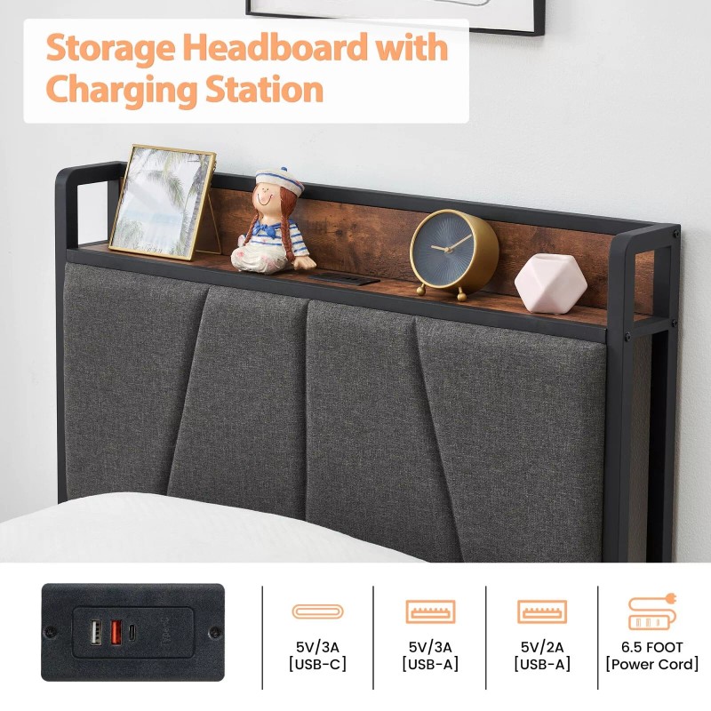 Jojoka Twin Full Queen Size Upholstered Platform Bed Frame with