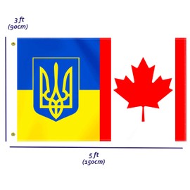 Large Canada Ukrainian Flag,3x5 FT Ukraine Canadian Outdoor Banner for Garden Yard Car Truck with Brass Grommet