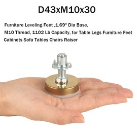 MUHOUZHINANG Furniture Levelling Feet, 1.69 Inch Diameter Base, M10 Thread, 1102 lb Capacity, for Table Legs, Furniture Feet, Cabinets, Sofa, Tables, Chairs Raiser (D43 x M10 x 30, 8 Pack)