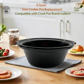 8 Quart Slow Cooker Ceramic Pot Replacement, Compatible with Crockpot Replacement Stoneware, Fit Models SCCPVFC800 Series,Compatible with crockpot replacement parts, Not Fit other brand or models.