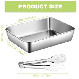 GOMETY Set of 4 Stainless Steel Breading Set, 22 x 15 x 5 cm, 4-Piece Bowls for Breading with Breading Pliers, Stainless Steel Cutlets Breading Set, Meat Fish Metal Breading Road, Grill Tray (M)