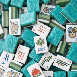Custom Triple Layer 160 Tiles American Mahjong Set Children's Plastic Mah Jongg Mosaic Design Travel Mahjong TilesColor: 39-yellow-brown