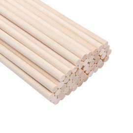 DOITEM 50 Pieces Untreated Natural Wood Dowel Rods Hardwood Sticks for Crafts and DIY (250mm x 5mm)