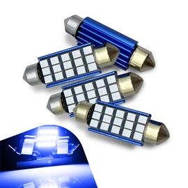 Arwrilt 4 PCS Interior Car Lights Blubs, 1200LM 6000K Extremely Bright LED Interior Dome Map Door Lights, 2835 Chipsets 578 Led Bulb, 211-2 212-2 569 6411 6451 41mm 42mm, Universal for Cars (Blue)