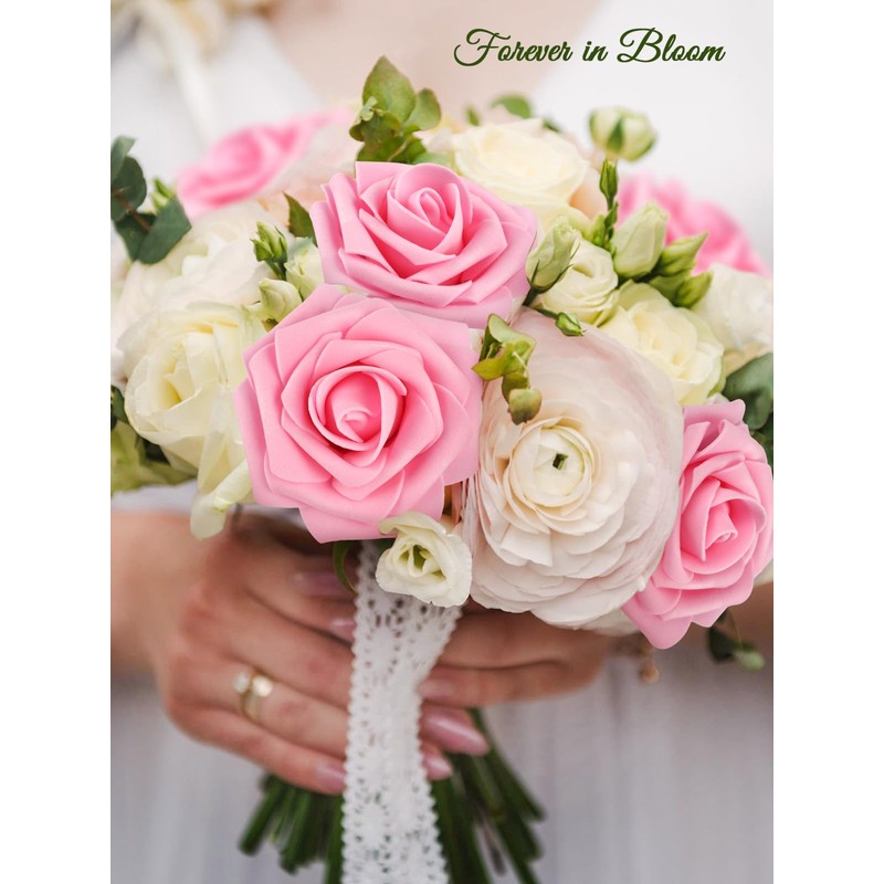 MACTING Artificial Flowers 30PCS Pink Fake Flowers with Stem Real