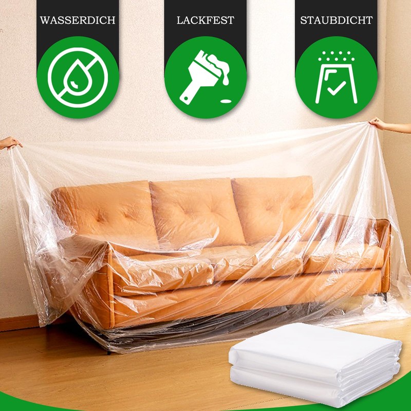 Fanchu Sofa Cover Transparent Sofa Dust Cover, Plastic Sofa Dust