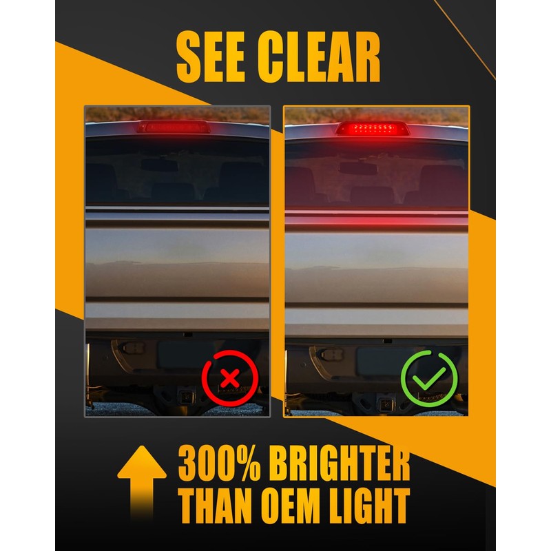 LESAUCE 2025 Upgraded Third Brake Light Smoked Compatible with 1995-2017
