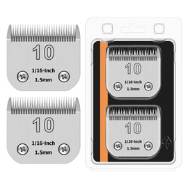 HONGNAL 10# Detachable Pet Clipper Replacement Blades Compatible with Andis/Oster A5/Wahl KM10 Series Dog Clipper,Made of Ceramic Blade & Stainless Steel Blade,Size 10# Cut Length 1/16-Inch（2 Pack）