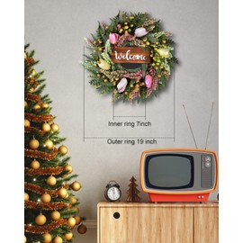 WREATHS WISH Fall Wreath, 24" Autumn Front Door Wreath Harvest Wreath with Pumpkin Berry Leaves Fall Decorations for Outside Indoor Wall Window Festival Thanksgiving Fall Autumn Decor (24 INCH-15)