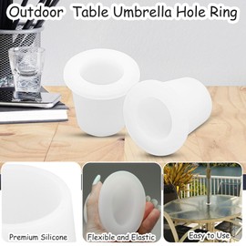 2Pcs Patio Table Umbrella Hole Ring Plug, Pool Sleeve Stabilizer Cone Wedge, Silicone Table Ring Insert for 2-2.5 Inch Hole or 1.5 Inch Pool Adapter (White)