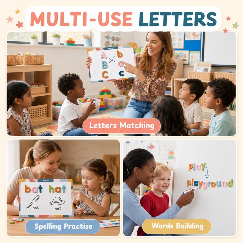 JoyCat Morandi Magnetic Letters Kit 240PCS, Double-Sided Magnetic Board