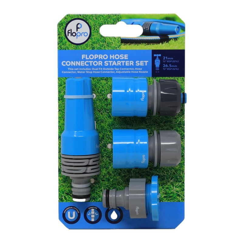 Flopro 70300561 Garden Hose Connectors Starter Set, Blue, 9.5 x