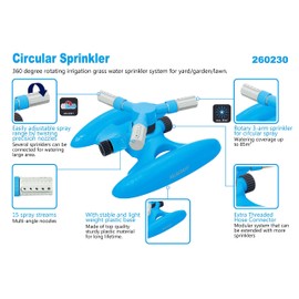 AQUACRAFT Circular Sprinkler for Large Area Coverage, Adjustable 360 Degree Rotating with Stable Base