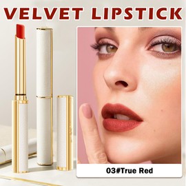 CAHIUYOA 2PCS Red Matte Lipstick Set for Women Natural Velvet Matte Lipstick Moisturizing Long Lasting Lip Gloss Non-Stick Cup Lip Stick Makeup - 03 True Red