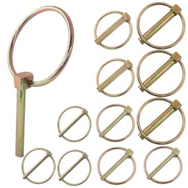 Kyuionty 12 Pcs 4 Sizes Lynch Pin Assortment Kit, 3/8" 5/16" 1/4" 3/16" Round Heavy Duty Tractor Linch Pin Lock Pin Clips for for Farm Trailers Trucks Lawn Mowers