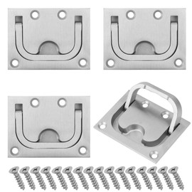 Biugaaufai 4 PCS 3 x 2.24 Inch 304 Stainless Steel Hatch Pull Flush Lift Boat Ring Hatches Pull Handle for Cabinet, Boat Hatch Latch, Drawer & More(Screws Included)
