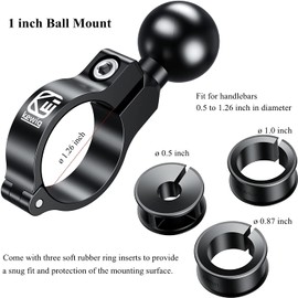 Kewig Aluminum Alloy 1'' Ball Mount Base Compatible with 0.5'' to 1.26'' Handlebars Diameter, Suitable for RAM Mounts 1 Inch Ball Socket Phone Holder