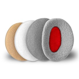 Elfzone Winter Ear Muffs Unisex - 3 Pairs Family Set - 6 Pcs Bandless Fleece Earmuffs Triple-Layer Clip On-the-go Outdoor Pocket Windproof Ear Warmers for Women Men Kids, Black(L), White(M), Khaki(S)