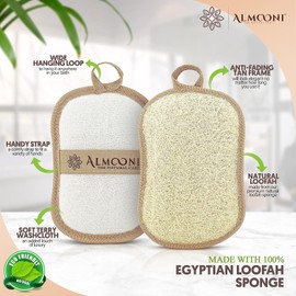 Almooni Premium Exfoliating Loofah Pad Body Scrubber, Made with Natural Egyptian Shower loofa Sponge- Bow Tie Shaped Loofah - 2 Count(1 Pack)