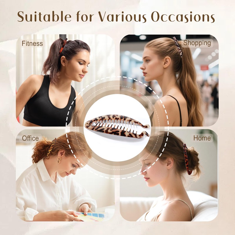 Banana Hair Clip, 4 PCS Large Banana Clips for Women