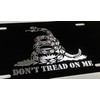 Engraved Don't Tread ON ME Car Tag Silver Diamond Etched