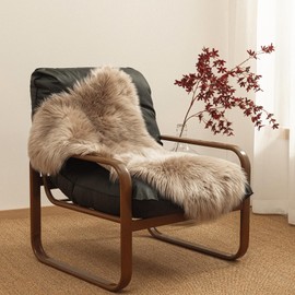 Ashler - Alfombra de piel sintética, color beige, alfombra de piel de oveja esponjosa, ultrasuaves de 2 x 3 pies, alfombra de pelo largo lavable a máquina, alfombra de guardería para cama, sala de