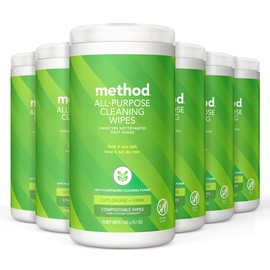 Method All-Purpose Cleaning Wipes, Lime + Sea Salt, Multi-Surface, Compostable, 70 Count (Pack of 6)