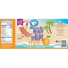Hypothermias Peach Ready to Use Gallon (128 Fl. Oz) Hawaiian Snow Cone Flavors Syrup - Shaved Ice, 100% Pure Cane Sugar