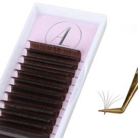 ALLOVE Colored Eyelash Extension Super Easy Fan Brown Volume Lash Extensions 0.05mm C Curl 15-20mm Mixed Tray Rapid Blooming Colorful Volume Lashes Self Fanning Lash Extension Supplies