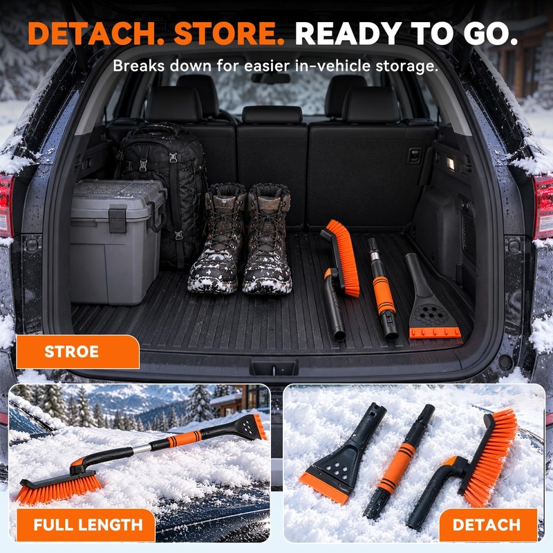 [2026 Upgraded 39" Extendable Snow Brush & Ice Scraper for