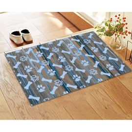 Dogs Paws and Bones Paw Print Adorable Entry Mat Front Door Porch Outside Coconut Coir Rugs Pet Dog Lover Gifts Captures Dirt Heavy Duty Backing Durable Anti-Slip Machine Washable16x24