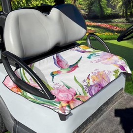 Tomeusey Tropical Hummingbird and Flowers Golf Cart Seat Cover Club Car Front Seat Towel and Blanket,Universal Fit All 2-Seat Golf Carts,Soft and Comfortable Fit Summer
