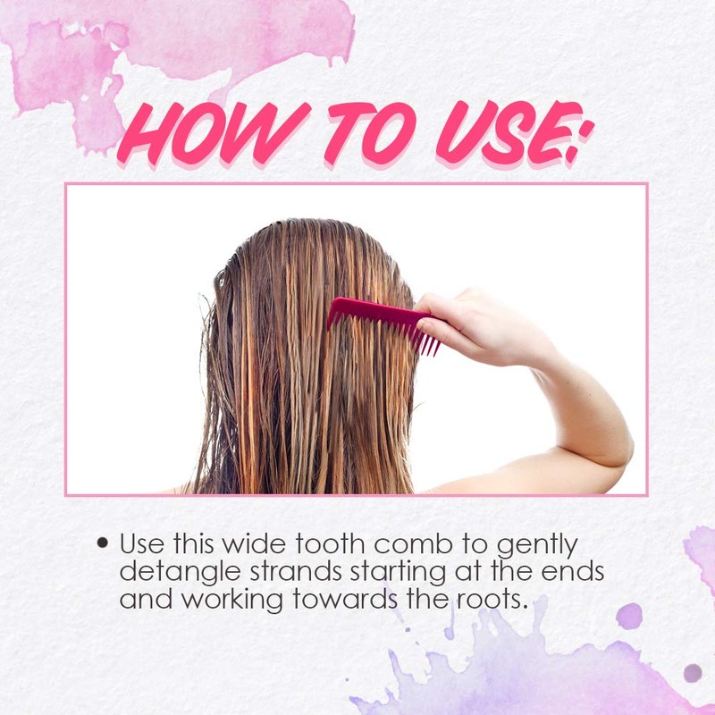 Punky Wide Tooth Comb for Women - Pink, Detangler Comb,