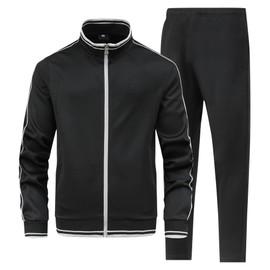 JIASCVGA Men's 2 Pieces Athletic Tracksuit Full-Zip Workout Sweatsuit with Active Jackets and Pants