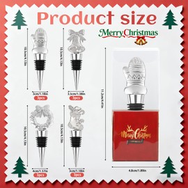 12PCS Christmas Wine Bottle Stoppers Set for Holiday Decoration Christmas Party Favors for Winter Decor Xmas Wine Stopper Gift for Guests Souvenir