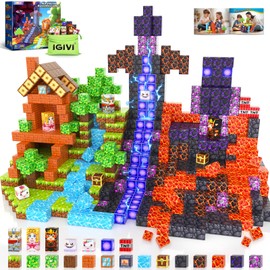 Magnetic Blocks - Build Mine 3D Magworld Forest Lava Set, STEM Magnetic Building Blocks for Kids Ages 4-6 6-8 8-12, Educational Sensory Toys for Toddlers, Birthday Gifts for 3+ Years Old Boys & Girls