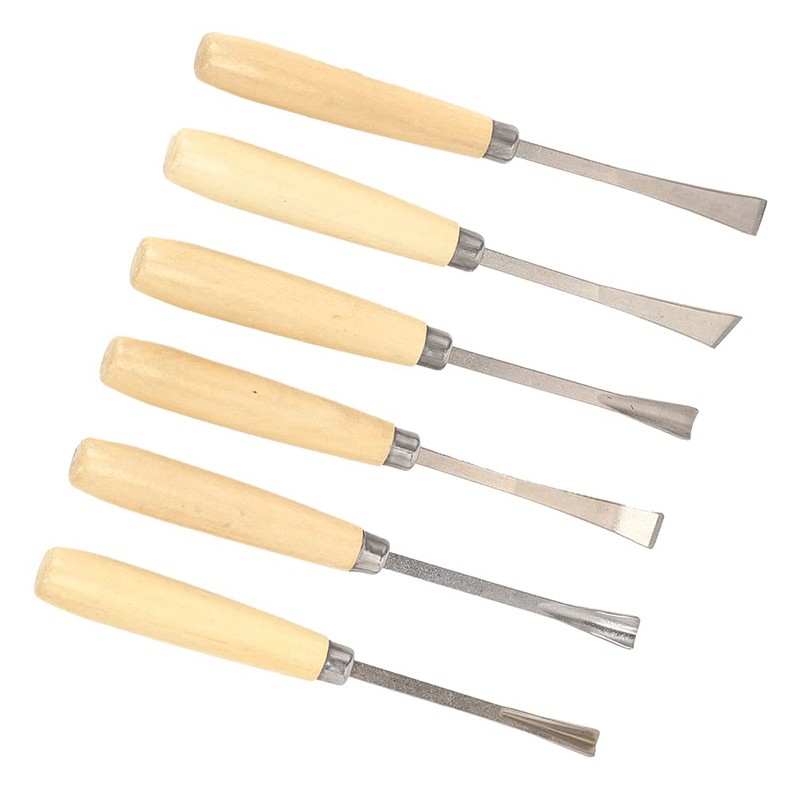6pcs Carving Tool Kit Semicircle Wood Carving Hand Chisel Tool