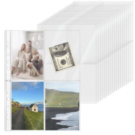 XiowDow 20 Sheets A4 Binder Sleeves Plastic PP Photocard Sleeves 11 Holes 4 Pockets Card Holder Clear Top Loading Page Protectors for 3 Rings Binder Trading Baseball Cards (4 Pockets)